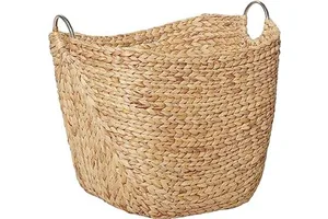 Seagrass Handmade Woven Storage Basket Natural Water Hyacinth Laundry Baskets Rattan Storage Baskets