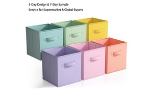 Custom Modern Square Aluminum Fabric Non-Woven Foldable Sustainable Heavy Duty Storage Box Home Supplies Toy Clothing Organizer