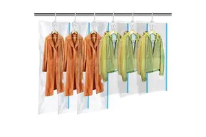 Hanging Vacuum Space Saver Bags for Clothes Dress, Winter Coats Garment Vacuum Storage Bag Save 80% More Space