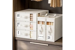 Foldable PP Clothes Storage Box Household Bedding Quilt Cover Storage Artifact Wardrobe Layered Bed Sheet Four-Piece Set