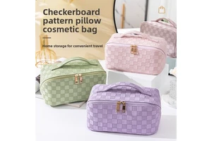 New Fashion Open Top Cosmetic Storage Bag Case Large Capacity Waterproof PU Material Portable Handheld Organizer