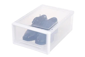 Clear Plastic Shoe Storage Box with Flip Lid, Stackable Transparent Sneaker Organizer Container for Closet Shoe Arrangement