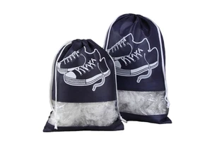 Reusable Lightweight Travel Shoes Non-woven Drawstring Bag Dust-proof Shoes Storage Bag With Transparent Window