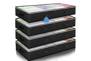 Family Dustproof Under Bed Storage Containers Foldable Visible Closet Storage Box Bag for Clothes Blankets Comforter Sweaters