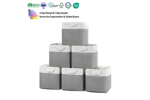 Custom Label Cube Fabric Storage Cubes Boxes Toys Stackable Household Square Dirty Cloth Storage Basket