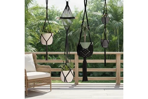 Cross-border Cotton Flower Pot Mesh Bag Bohemian Hanging Planter Basket Handwoven Garden Greenery Holder