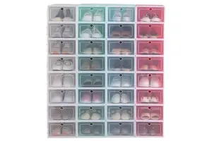 Easy Disassemble and Space-saving Plastic Shoe Storage Organizer Stackable Transparent Shoe Boxes