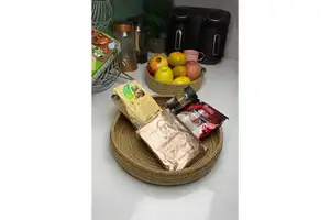 Premium Natural 2-Piece Woven Jute Organizer Basket Horns Color 750-1000ml Capacity 35x50 Dimensions TR Origin Home Organization