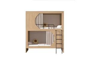 Factory Design Hot-selling Durable Wooden Capsule Bunk Bed Safety Guardrail With Storage Curtain Side Ladders Hostel Dormitory