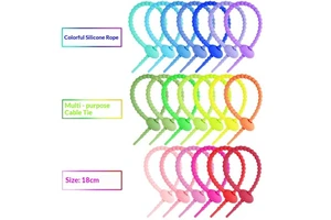 Wayhive WH-HXY-01 180mm Multicolor Silicone Cable Tie Accessory Stationery Lanyard Data Cable Organizer Multi-purpose Wire