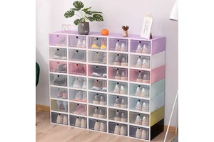 China Factory Wholesale Plastic Shoe Box Organizer Plastic Stackable Shoebox Organizer Clear Drawer Case Shoe Organizer