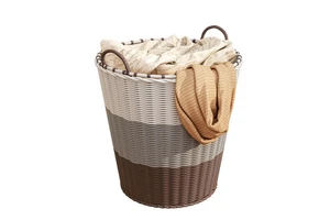 2024 New Custom Large Plastic Wicker Storage Baskets Rattan Woven Organizers for Blankets Toys Laundry Sundries Gifts