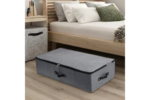 Large Capacity Multifunctional Fabric Underbed Storage Organizer Zip Garage Tool Organization Folding Clothes Storage Bedding