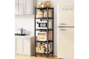 5-Tier Welded Aluminum Kitchen Storage Rack Adjustable Shelves Storage Cabinet Unit Organizer Welding for Home Organization