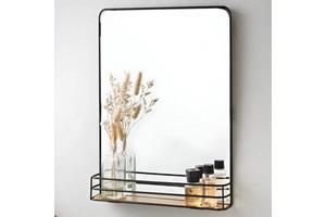 Large Metal Wall-mounted Mirror Rack with Storage Shelves for Functional Decor Available at Wholesale Rate