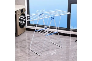 M Size Wing-Shaped Metal Foldable Clothes And Diaper Rack Double-Tiered For Indoor And Outdoor Use For Bag Storage