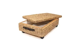 Water Hyacinth Wood Underbed Storage Trunk Wheels Handles Flexible Design Storage Basket Precision Dimensions Lightweight
