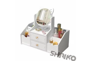 Hotsale Wooden Cosmetic Storage Box With Drawers and Mirror,Perfect Desktop Storage Solution for a Tidy Vanity