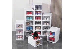 Front Open Transparent Stackable Shoe Box Storage Shoe Container Storage Box Sneaker Magnetic Box for Shoes