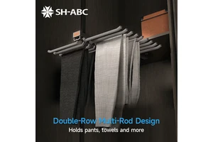 Pull Out Double Row Trouser Rack Top Mount Wardrobe Multi Rod Pants Storage Organizer For Closet Cabinet