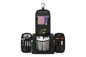 Structured Travel Cosmetic Bag Wide Opening- Instant Visibility Hanging Travel Organizer