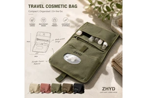 ZHYD Custom Logo Zipper Canvas Travel Cosmetic Bag Hanging Toiletry Organizer Portable Makeup Storage Pouch with Multi Pockets