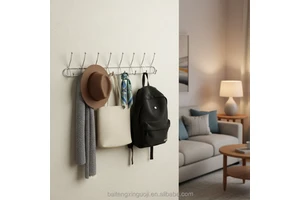 8-Hook Coat and Hat Rack Closet Organizer Carbon Steel Large Sleek Silver Electroplated Household Best Seller