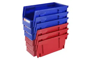 Heavy Duty Plastic Storage Bins 11X5X5 Inch Stackable Hanging Organizers for Closet Office Pantry 12 Pack Blue Red