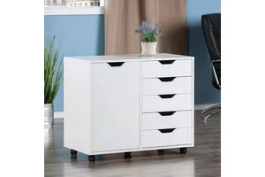 Winsome Wood Halifax White Cabinet Organizer 50x40x30cm Portable Storage Office Drawer Cabinet Minimalist Design