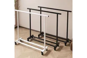 Metal Coat Rack Floor-to-Ceiling Mobile Hanger for Dormitory Balcony Vertical Storage Modern Design