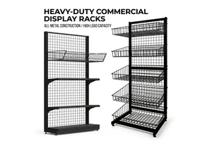 Metal Supermarket Multi-purpose Shelving 4-Tier Freestanding Display Rack Custom Snack Storage Rack With Pegboard