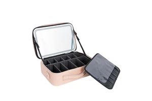 Large Capacity Makeup Case Cosmetic Organizer Bag with Patent Plastic Dividers Travel Makeup Case with Mirror of LED Light