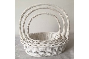 Wicker Flower Baskets For Gift White Natural Wicker Hamper Baskets Wholesale