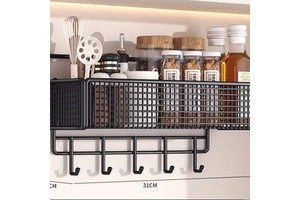2025 New Model Wall-Mounted Single Multifunctional Eco-Friendly Waterproof Carbon Steel Modern Simple Storage Rack for Tableware