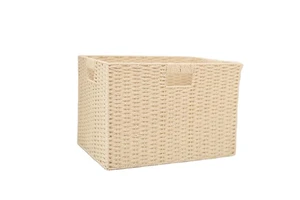 Rattan Woven Handcrafted Eco-Friendly Modern Foldable Storage Baskets with Handles and Shelves for Living Room Organization