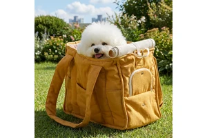 Eco-Friendly Beige Portable Pet Travel Bag Modern Cloth Cat Dog Carrier Bag With Zipper Closure Soft-Sided Solid Leisure Design