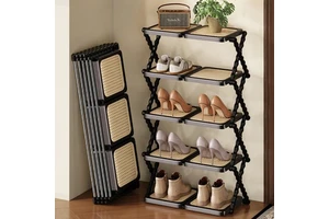 Folding Detachable Shoe Rack Thickened Iron Tube Plastic Board Multi-Layer Storage For Living Room Space-Saving Vintage Easy