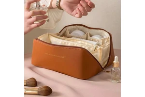 D5632 Waterproof Make up Organizer with Divider Pouch PU Travel Makeup Bag Large Capacity Cosmetic Bags for Women Toiletry Bag