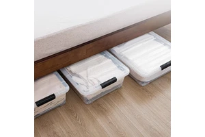 High Quality Transparent PP Plastic Underbed Storage Box Lids Wheels Customized Color Multifunction for Closet Space Saving