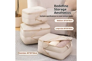 BRM Travel Clothes Compression Storage Bag Waterproof Double-Layer Portable Peach Skin Velvet Cube Shape