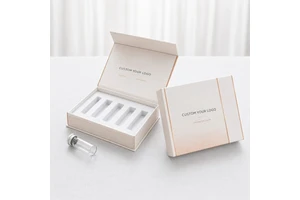 Custom Vial Carton Octagonal Shape Grey Board Foam Insert Luxury Beauty Packaging Retail Display Set Low MOQ Custom Logo