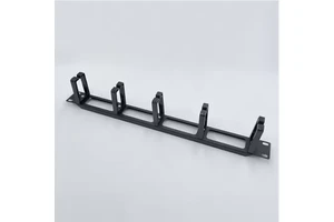 19-Inch 1U 5-Slot Horizontal Plastic Cable Organizer | Black Rack-Mount Wire Management Duct for Server Cabinets
