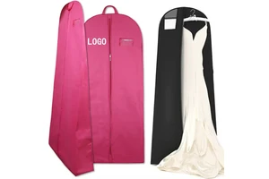 Customized Logo Wedding Long Dress Bridal Gown Dress Garment Cover Storage Bag Non Woven Garment Bags with clear Window