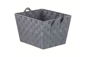 Handmade Woven Leather Storage Basket Braided Storage Box With Handle for Home