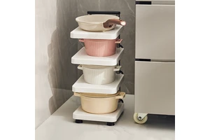 Cabinets Miscellaneous Items Desktop Kitchen Storage Organizing Box Pot Cover Storage Rack with Pulley