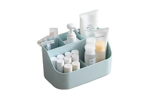 Multi-functional Desktop Makeup Cosmetic Organizer Plastic White Storage Box for Office, Bedroom, Living Room