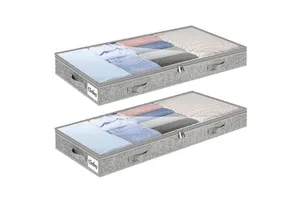 Sofa-bed Under-Storage Box Ultra-Thin 10cm Flat Fabric Organizer Transparent Under-Bed Storage Basket Japanese Style Storage