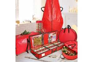 Custom Design Rectangle Christmas Wrapping Paper Holder Storage Boxes Bins Clear Gift Wrap Organizer Wardrobe Living Room
