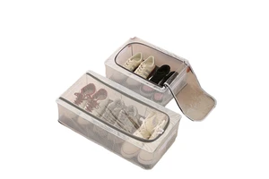 Modern Rectangle Foldable Shoe Storage Box Dormitories Fabric Dustproof Moisture-Proof Iron Visible Miscellaneous Storage