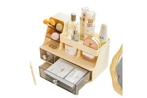 Modern Large Capacity Drawer Makeup Organizer PP Plastic Storage Rack Sustainable Multifunction for Cosmetics Skincare Desktop